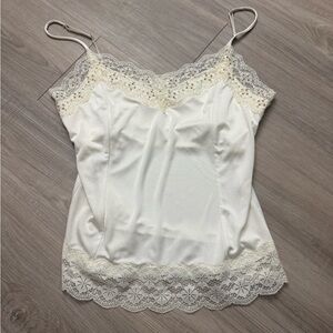 The Limited Cream ivory Lace-Trim Satin Cami